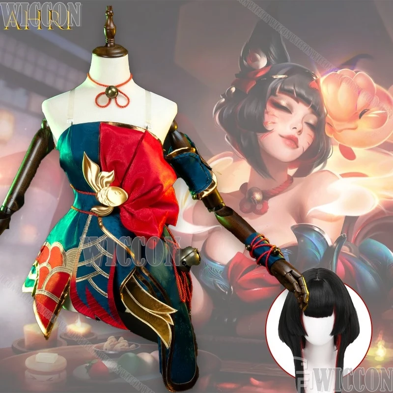 Костюм для косплея Ahri Spirit Blossom Springs, женский размер, с маской одной хвосте, платье-кимоно на Хэллоуин, сексуальный наряд Comic Con