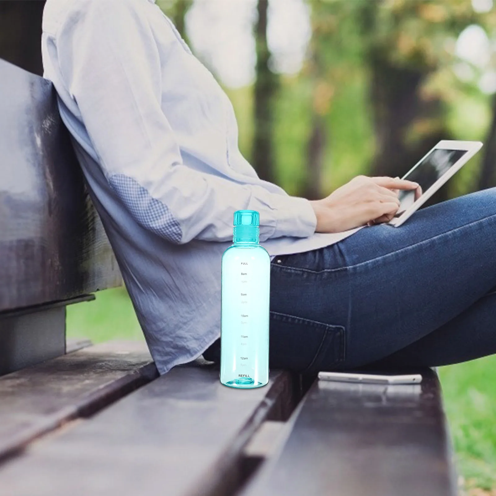 

Transparent 500ml Green Drinking Water Bottle with Time Scale Large Capacity Portable Sealed Travel Reusable Plastic Cup Marker