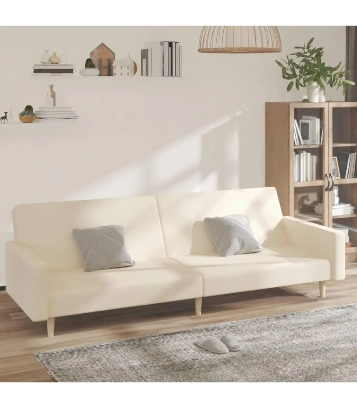 Sofas 2-seater sofa bed cream fabric