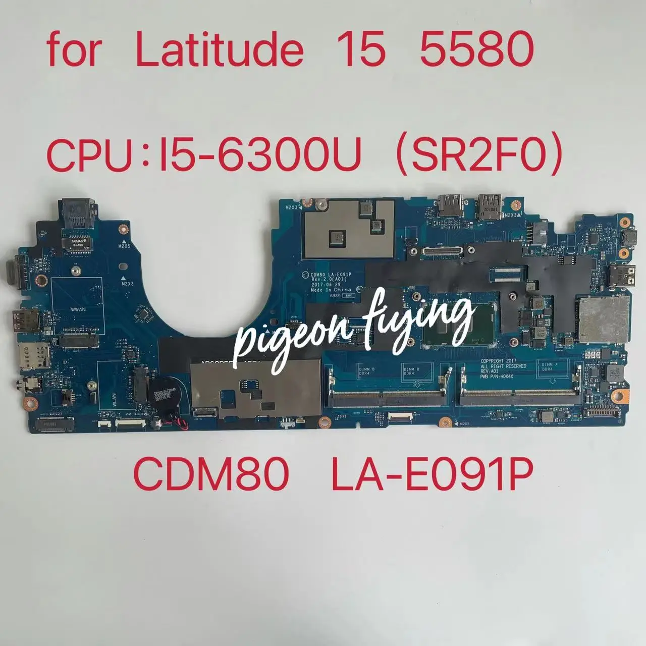 CDM80 LA-E091P para portátil Latitude 5580 E5580, placa base CPU:I5-6300U DDR4 CN-09WRY1 9WRY1, 100% probada