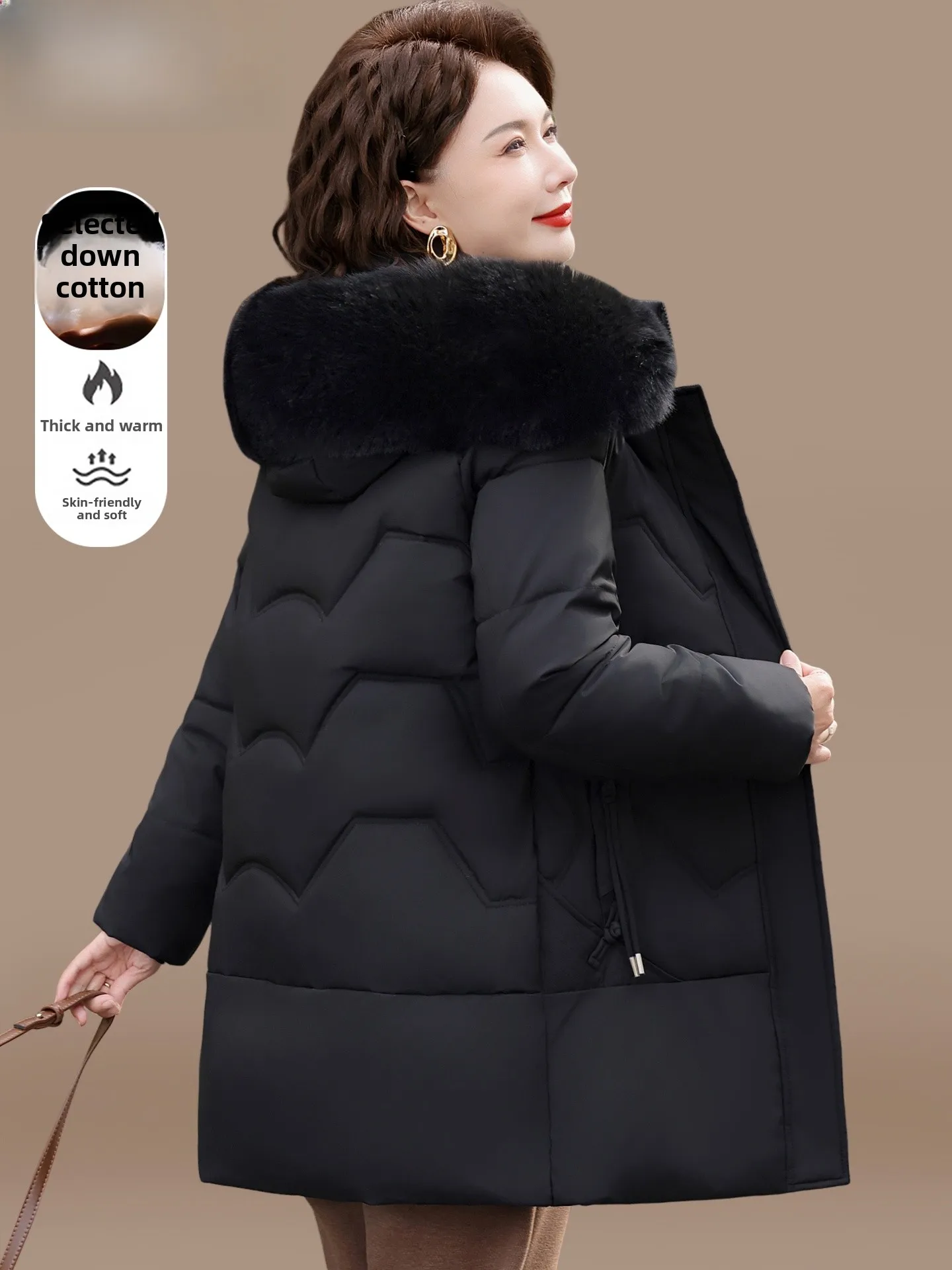 

Теплая пуховая хлопковая куртка-жилет средней длины для женщин: модная зимняя верхняя одежда для среднего и старшего возраста