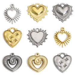 1pc 304 Stainless Steel Charms Sweet Valentine's Day Heart Pendant DIY Necklace Earrings For Women Men Party Jewelry Findings