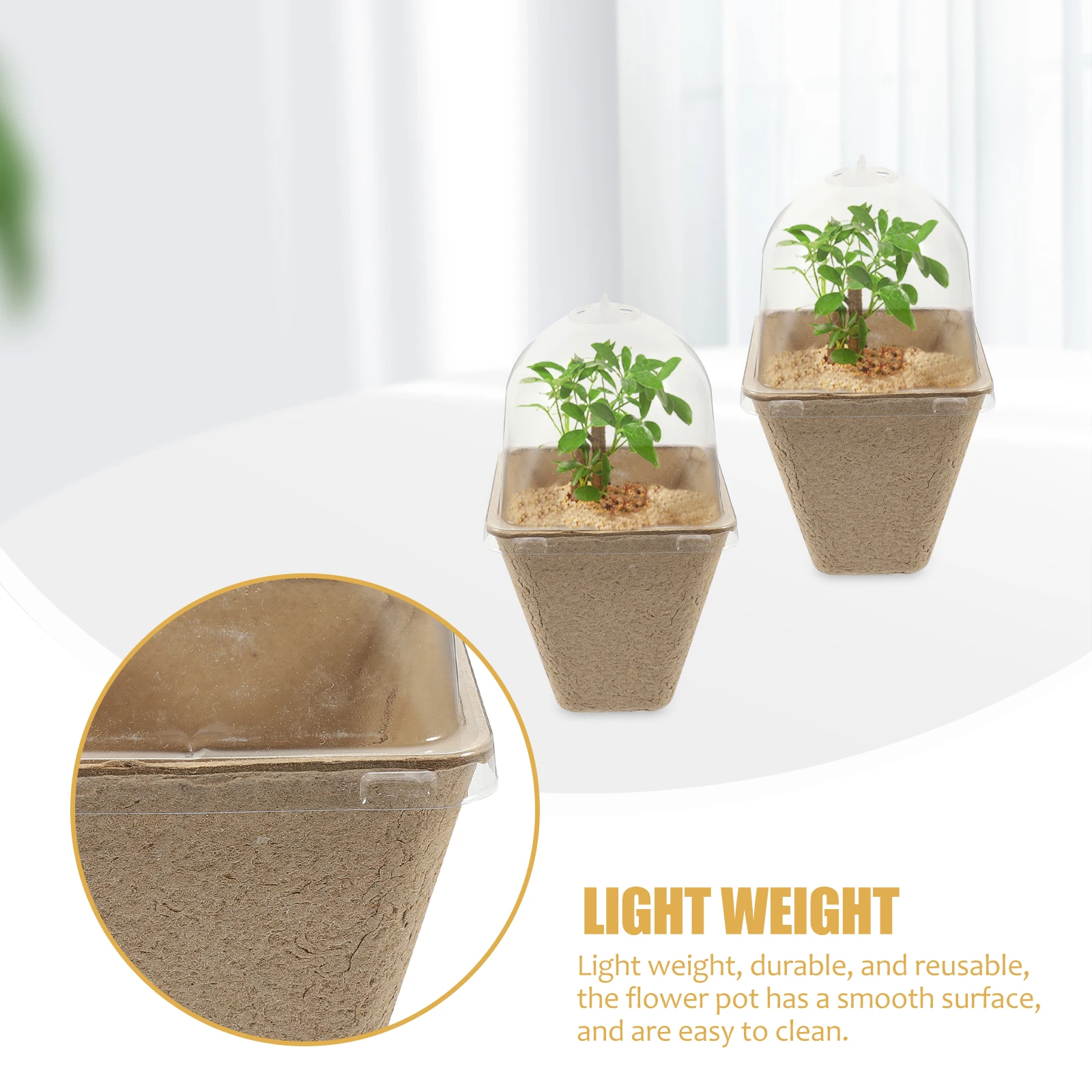 

20 Pcs Paper Pulp Seedling Cups 8cm Square Mouth Ventilated Cover for Planting Flower Vegetable Saplings Gardening Pots Reusable