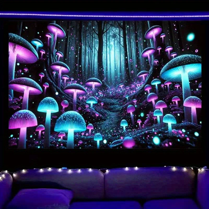 VIKAMA Fantasy Forest Tapestry Mushroom Secret Garden Series Bedroom Headboard Atmospheric Bohemian Style Decoration