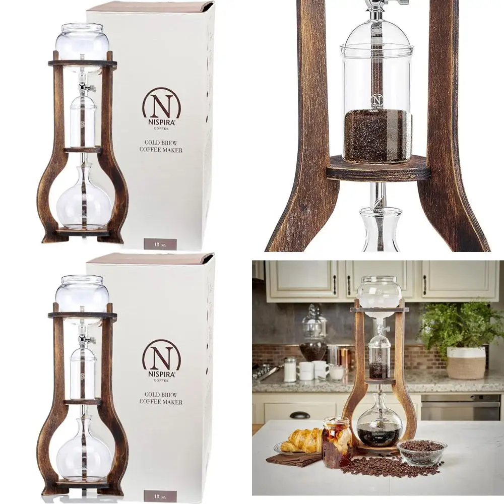 

Cold Brew Iced Coffee Maker, Wooden Tower, 6-8 Cups, Drip System