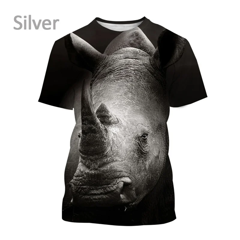 3D Printed Rhinoceros T Shirt For Men Funny Animal Pattern Tees Summer Casual Personality Harajuku O-Neck Short Sleeve T-Shirts