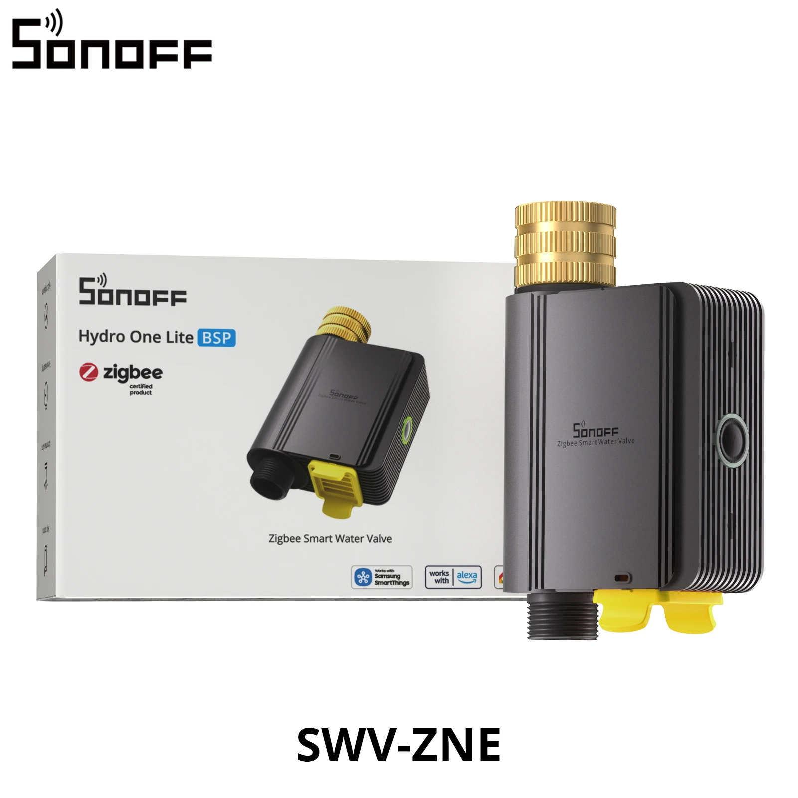 SONOFF SWV-ZNE/ZNU Hydro ONE Lite Zigbee Smartes Wasserventil ohne Durchflussmesser, Messing-Wasserzulauf, kompatibel mit Apple Home