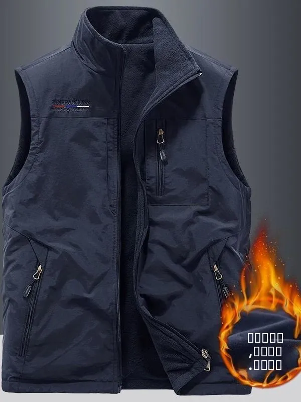 

Мужской утепленный жилет для активного отдыха, осенне-зимний, новый, двусторонний, с множеством карманов