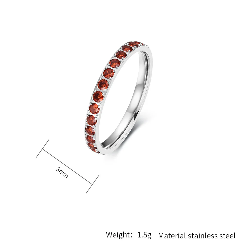 Heißer Verkauf: Hochwertige, stapelbare Fingerringe aus Titanstahl mit Zirkonia für Damen – Modischer Pinky-Ring für Frauen – Detail 2