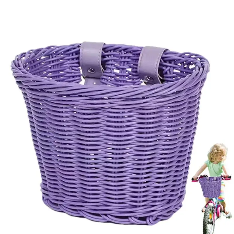 Mobility Scooter Basket Front Hand-Woven Retro Cycling Storage Baskets Front Handlebar Rattan Basket Wicker Basket Front Cargo