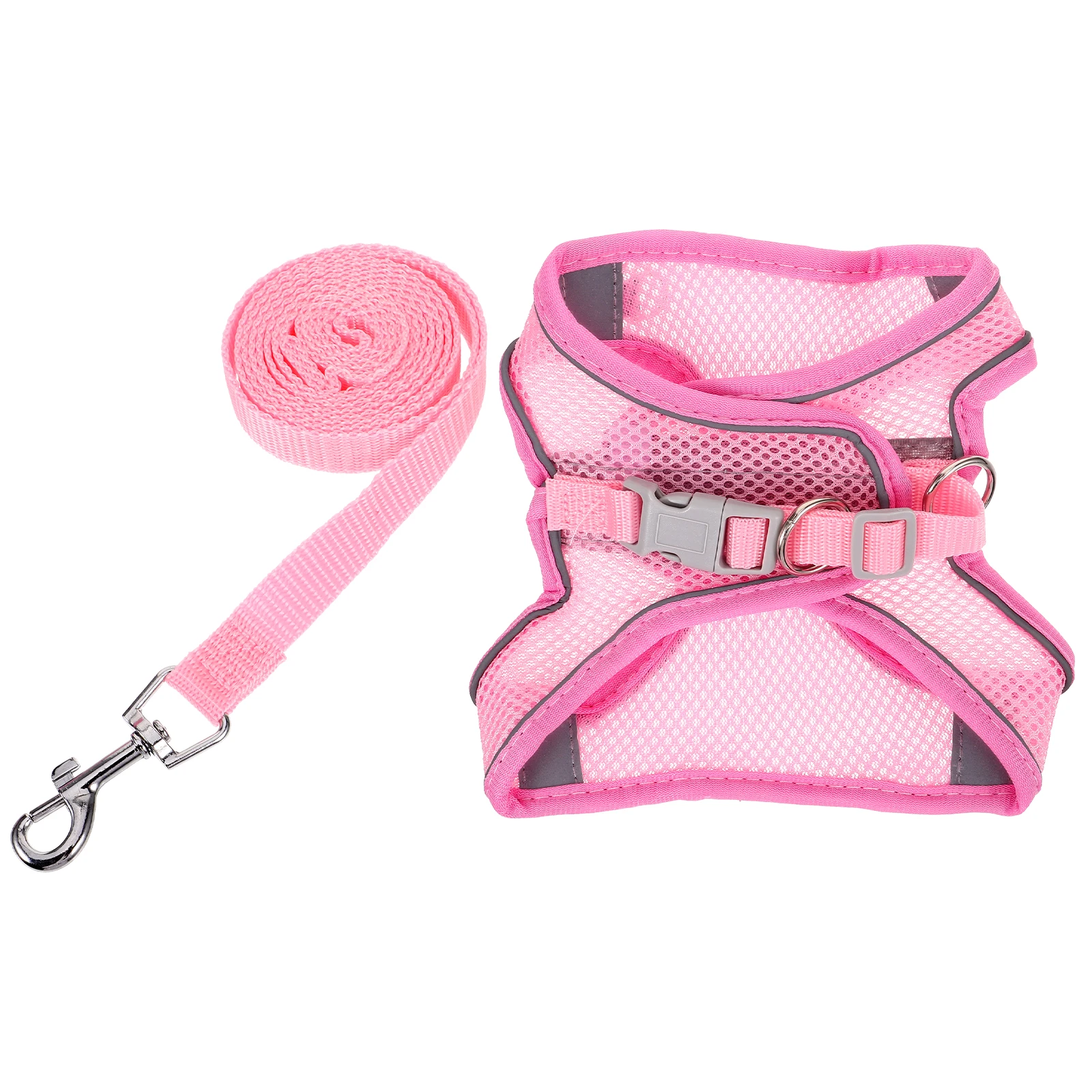 

Pet Reflective Dog Walking Jacket Pink Small Summer Breathable Breathable Pet Harness Leash Puppy Adjustable