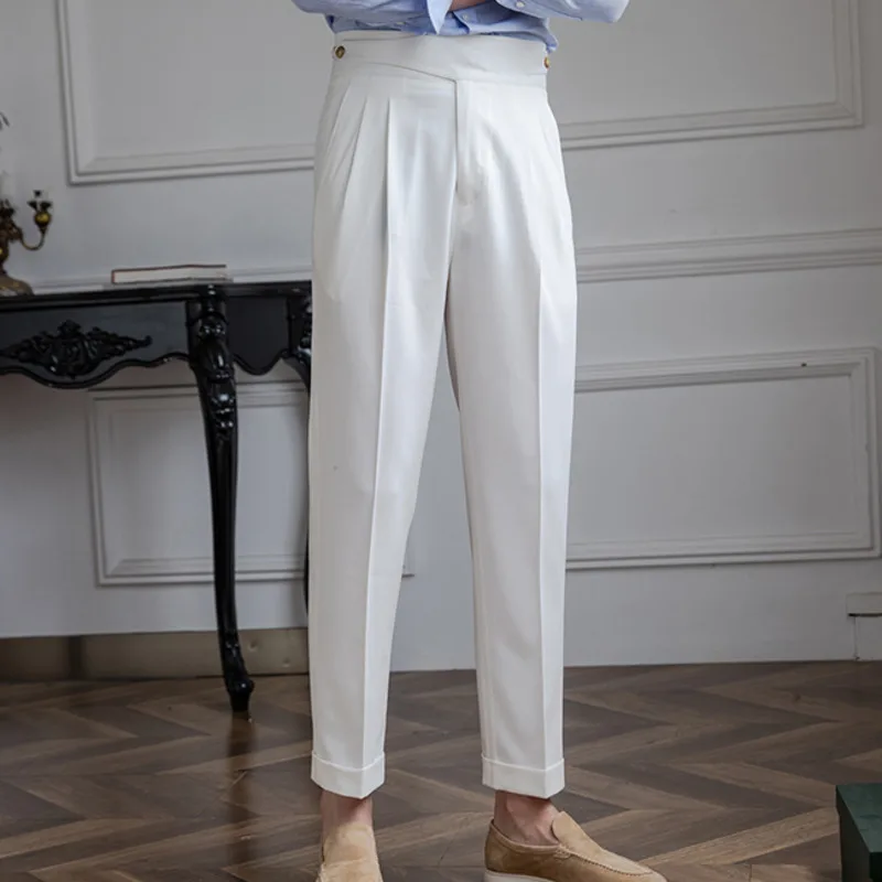 Pantalon droit taille haute italien pour hommes, FjPant formel, polyvalent, affaires, social, décontracté, haute qualité