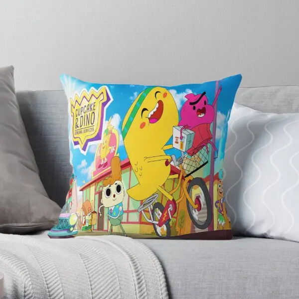 

Cupcake Dino General Services Cupcak Printing Throw Pillow Cover Soft Bedroom Car Anime Comfort Pillows not include One Side