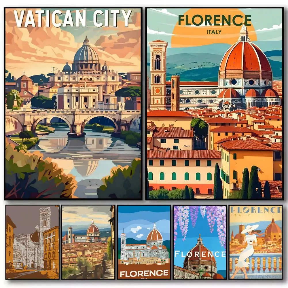 Landmark Florence Cathedral Poster High-definition  poster stickers, suitable for bedroom, living room, home decoration