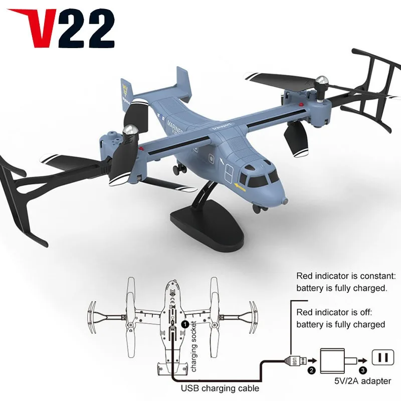New V22 Helicopter One-click takeoff Stunt function Night flight light Long battery life Indoor aircraft