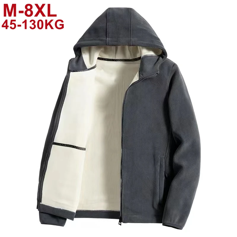 

Plus Szie 8xl Thicken Warm Jacket Coat Men Hooded Winter Fleece Liner Softshell Thermal Men's Blue White Outerwear Jackets Coats