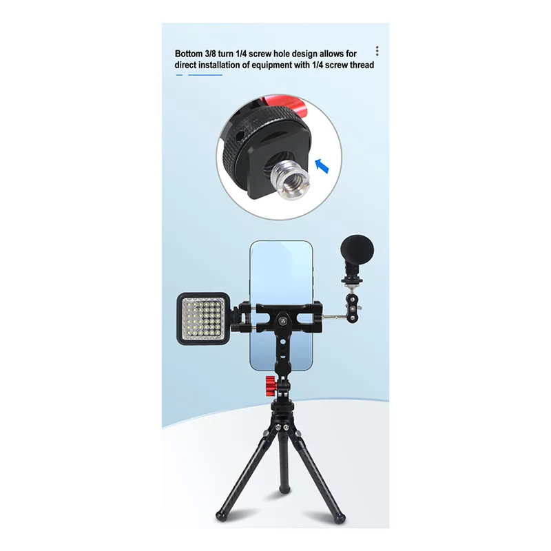 1 conjunto multifuncional bota fria boca rotativa clipe de telefone horizontal vertical câmera monitor suporte do telefone preto