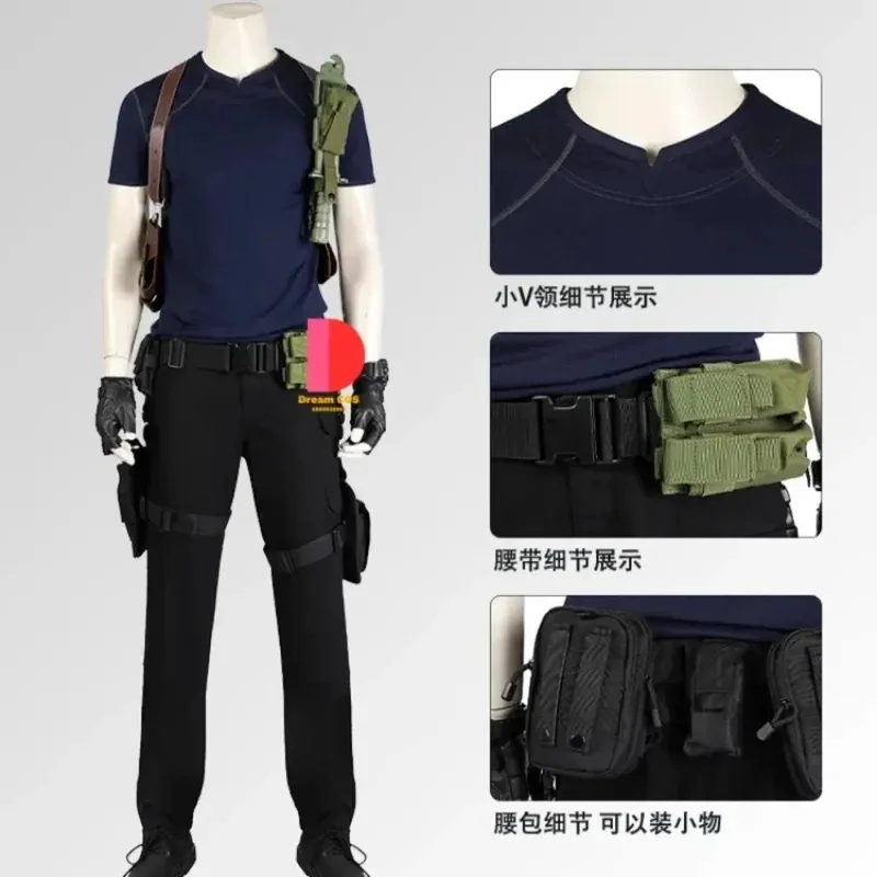 

Фильм Аниме Лидер продаж Remake Leon Kennedy Косплей Костюм Полный комплект Куртка Брюки Маскировка Хэллоуин Униформа Футболка Love Live Cos