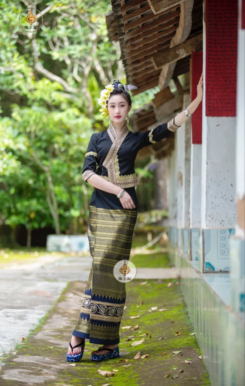 Traditional Thai Dresses for Women Ethnic Style Daily Casual Tops Blouse Skirt Asian Clothes Thailand Dress Thai Costume