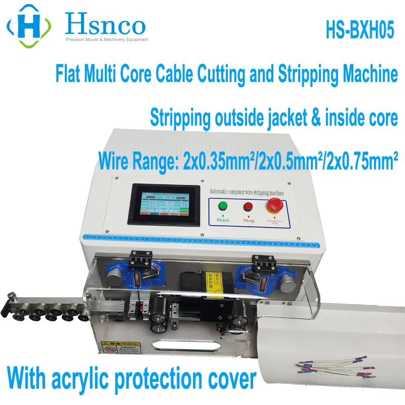 

BXH05 Flat Multi Core Cable Cutting and Stripping Machine Stripping outside jacket & inside core with acrylic protection cover