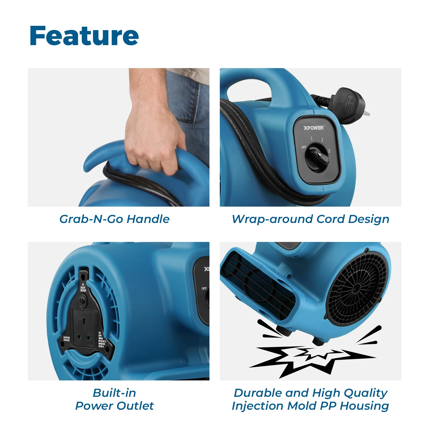 XPOWER P-80A محرك الهواء منفاخ الأرض التجاري عالي الطاقة سوبر ماركت منفاخ الهواء مجفف أرضية المنزل تجفيف السجاد