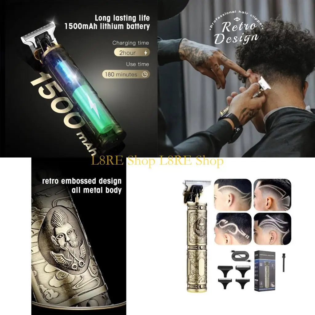 

L8RE T-type Barber Scissors Professional Barber and Beard Trimmer Cordless Barber Scissors for Haircuts Men's Gift