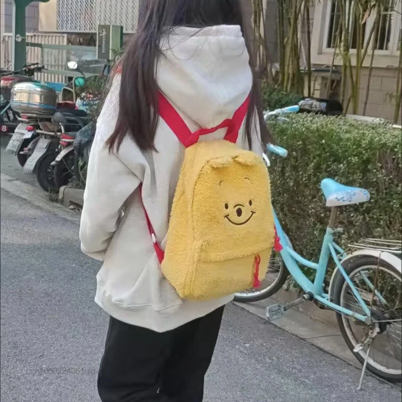 Disney-bolso de hombro de dibujos animados para mujer, Mini mochila de felpa, Pooh Bear Alien, Y2k, estilo japonés