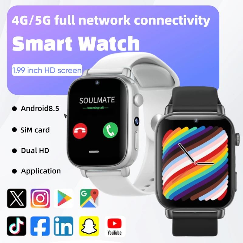 

4G Новые смарт-часы I1 Android 1,99 дюйма, HD-экран 410*502, SIM-карта видеовызовов, двойная камера GPS WIFI, дети и студенты
