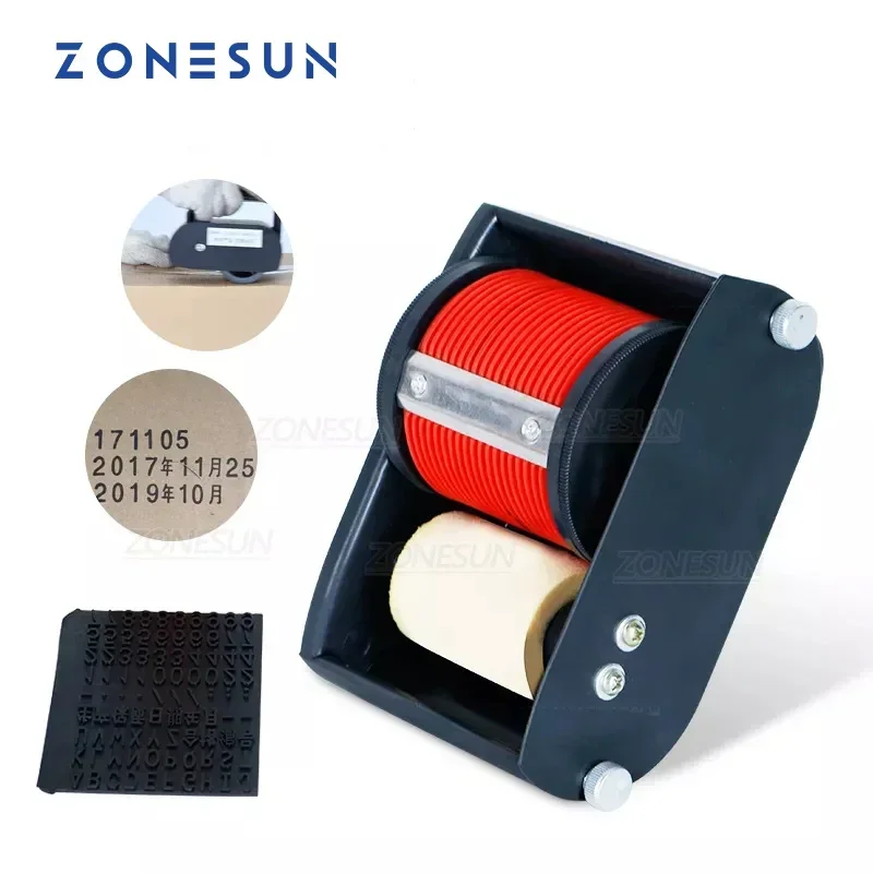 ZONESUN Manual Date Code Printers Batch Number Coder Portable Rolling Coding Machine For Cartons