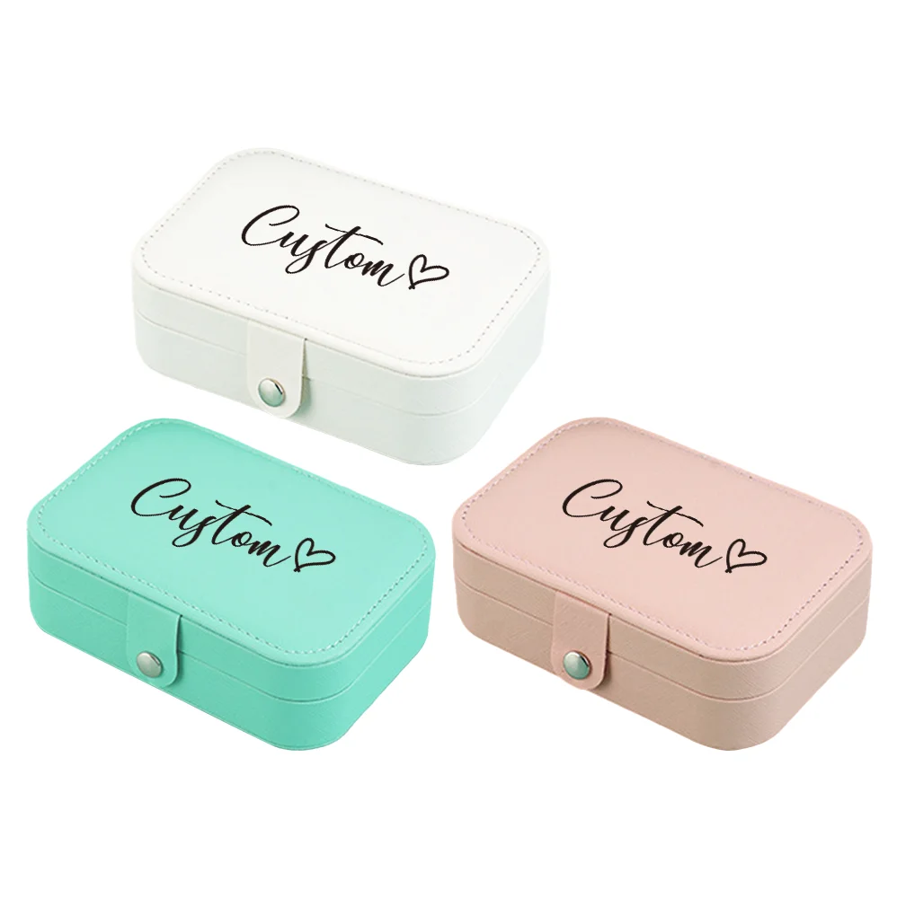 Personalized Customized Portable Button Jewelry Box Travel Storage Earrings Necklace Rings Exquisite Small Jewelry Box