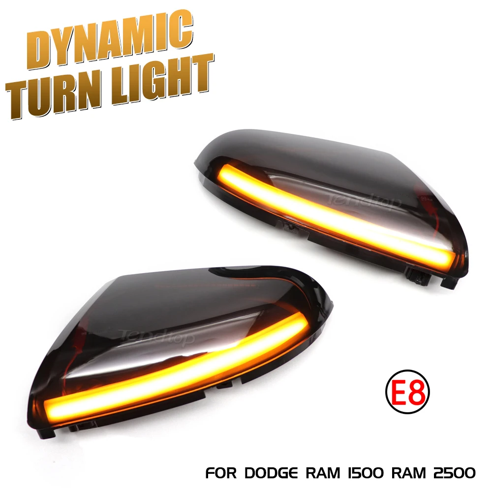 LED Side Mirror Turn Signal Dynamic Amber DRL  Puddle Light Smoked Len Driver for 2010-2018 Dodge Ram 1500 2500 3500 Ram