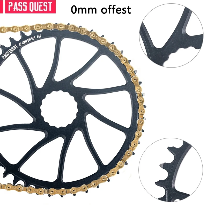 

PASS QUEST 0mm Offset Narrow Wide Chainings: Aluminum alloy, 12 Speed, Anti Drop for RACEFACE Direct Mount Cranks (MTB/Travel)