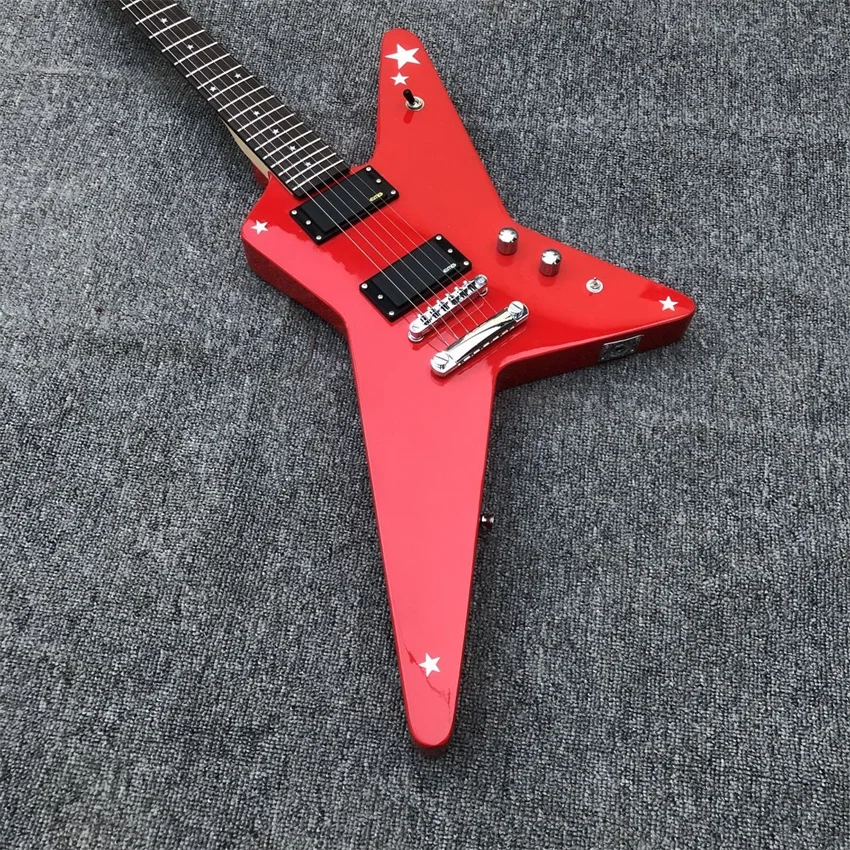 New product, special-shaped electric guitar. Red, factory wholesale and retail, free shipping，active pickup