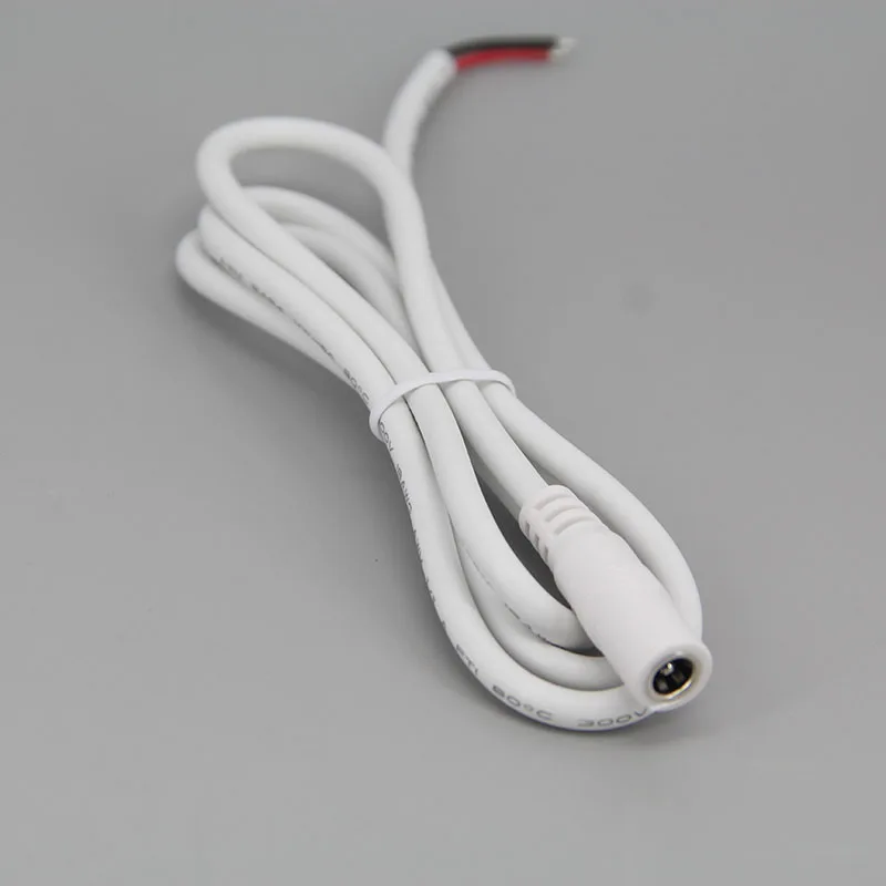 DC Female Power Supply extension Cable 5.5x2.1mm Connector Copper Wire For CCTV Camera white 100cm 18awg 7A Current J17