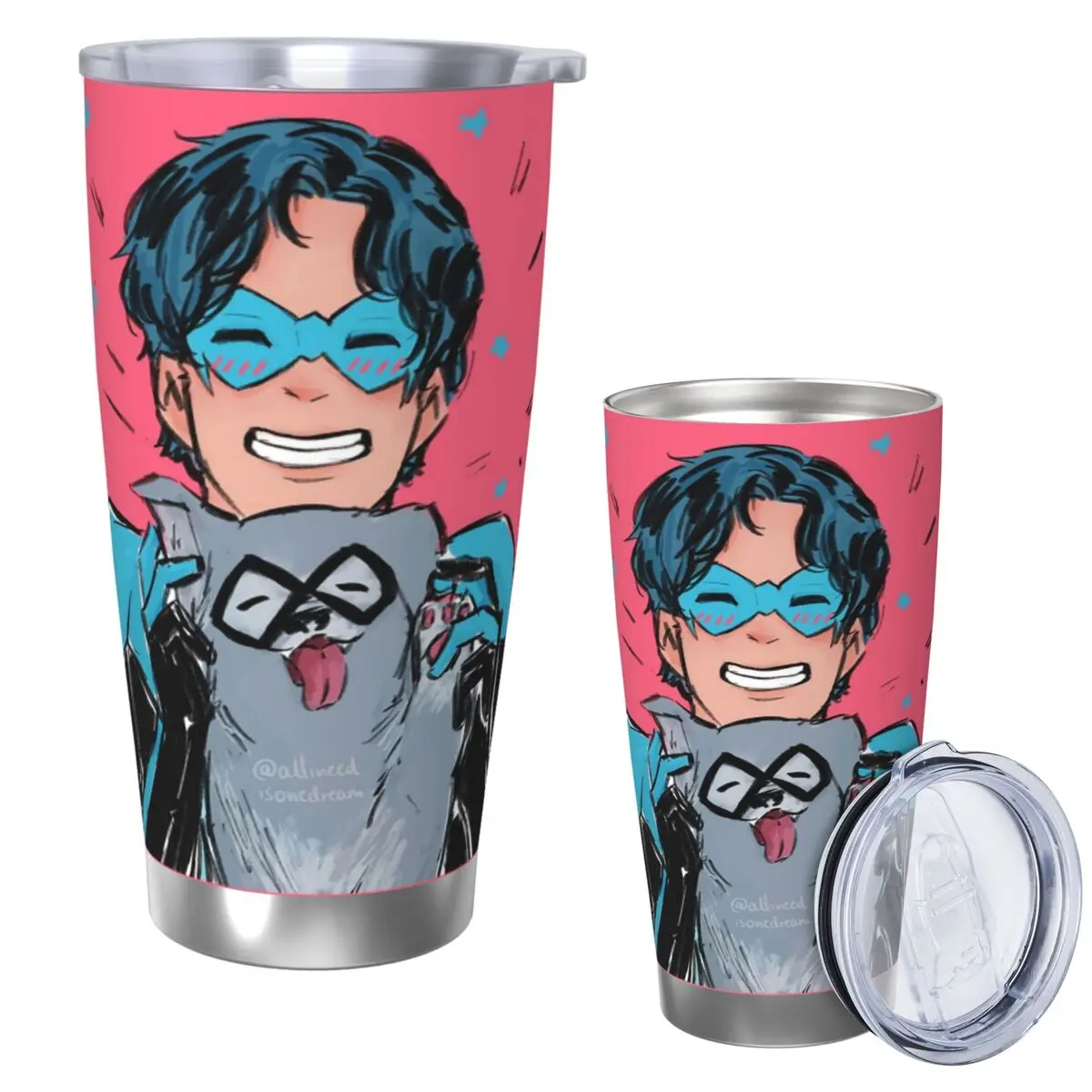 

Nightwing And Bitewing Ico Stainless Steel Tumbler Vacuum Insulated Mugs Thermal Cold Cups Straw With Lid 20oz