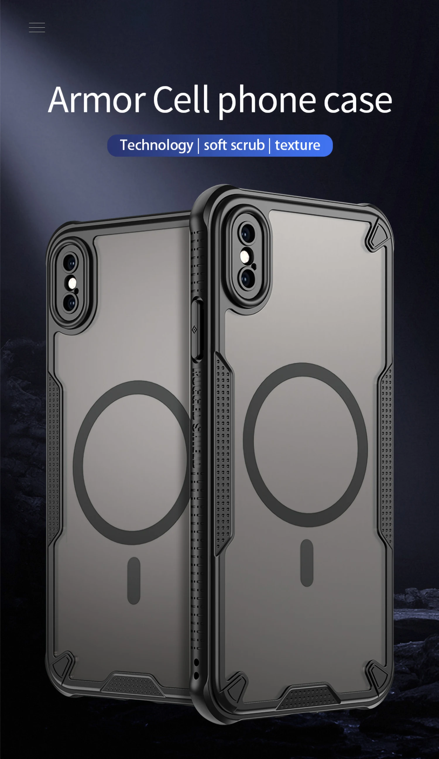 Magnetische, luxuriöse, matte, durchscheinende, stoßfeste Handyhülle für iPhone XsMax X XS XR für kabelloses Magsafe-Ladecover – Detail 1