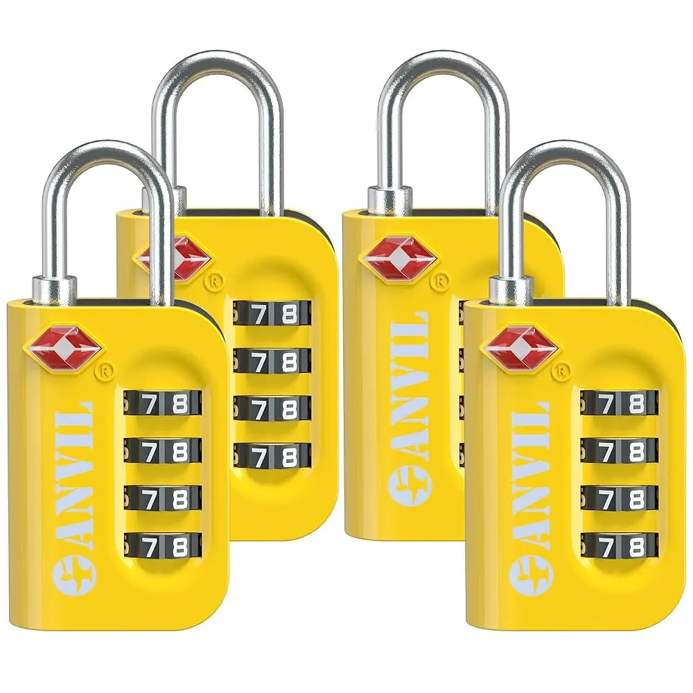 

TSA Approved Luggage Lock - 4 Digit Combination, 10,000 Combinations, Easy-Read Password Window, Travel Lock for Suitcases,