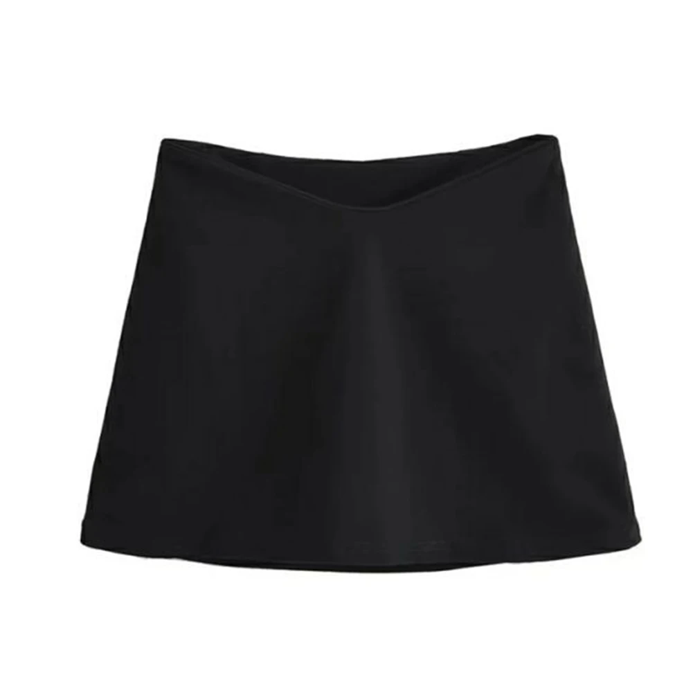 Women V-Shape Low Waist Solid Slim Fit Bodycon Mini Skirt Casual Versatile Sexy