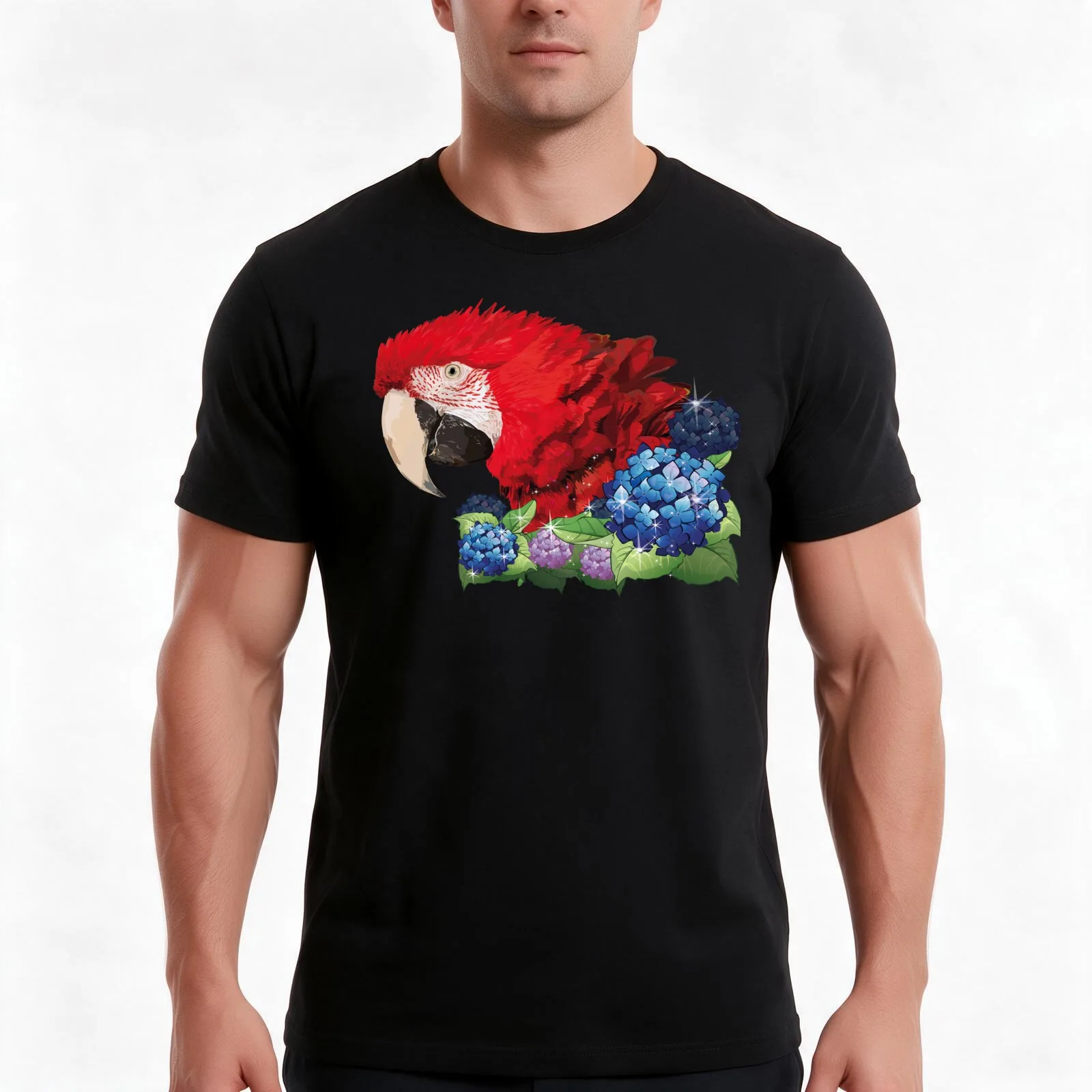 Aliverde Macaw T-Shirt Summer Casual Cotton Tee Oversized Streetwear Tops Vintage Graphic Print Loose Fit Short Sleeve