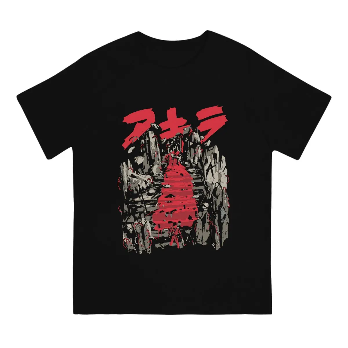 Akira Japanese City Explosion Vintage T Shirt Goth Men Tees Summer Clothing Polyester O-Neck TShirt