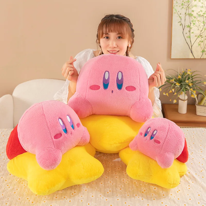 New 30-60cm Cute Cartoon Plush Toy Star Kirby Holding Pentagram Doll Pillow Doll Cushion Sleep Girl Child Festival Birthday Gift