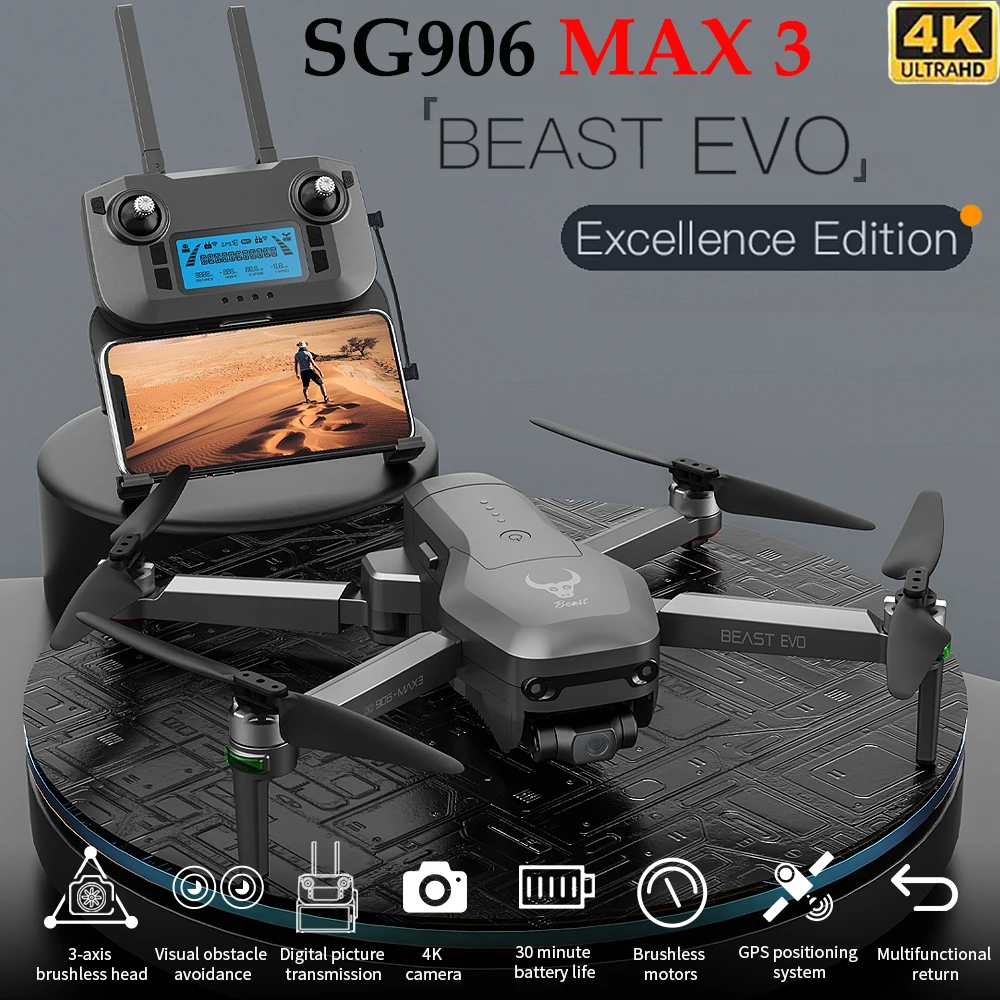 ZLL SG906 MAX3 Drone 4K Professional HD Camera 3-Axis Gimbal 5G Wifi GPS Dron 4KM Distance Brushless FPV Foldable Quadcopter Toy