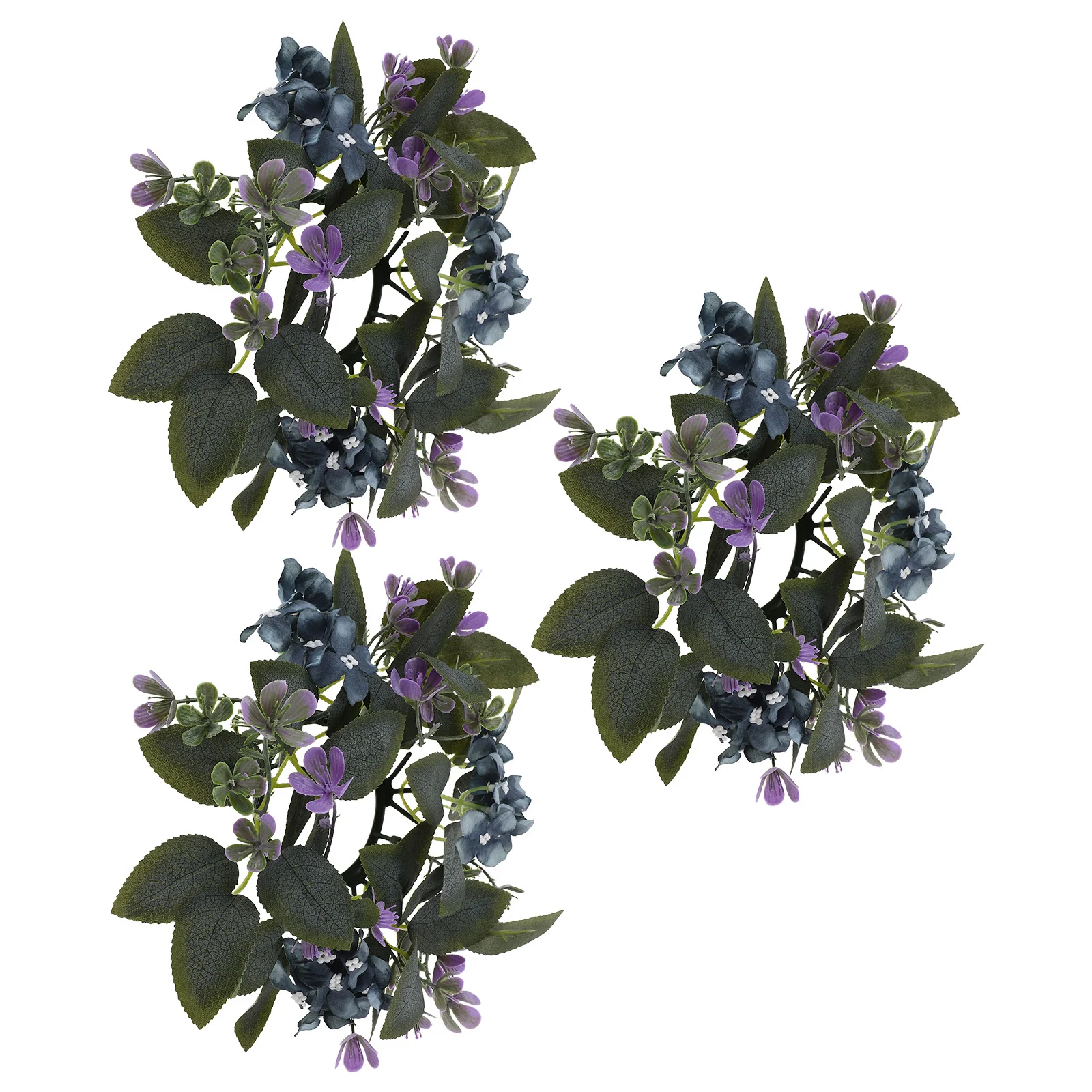 

3Pcs Purple Hydrangea Rings Artificial Flower Holder Wreath Wedding Party Table Centerpiece Decoration for Pillar