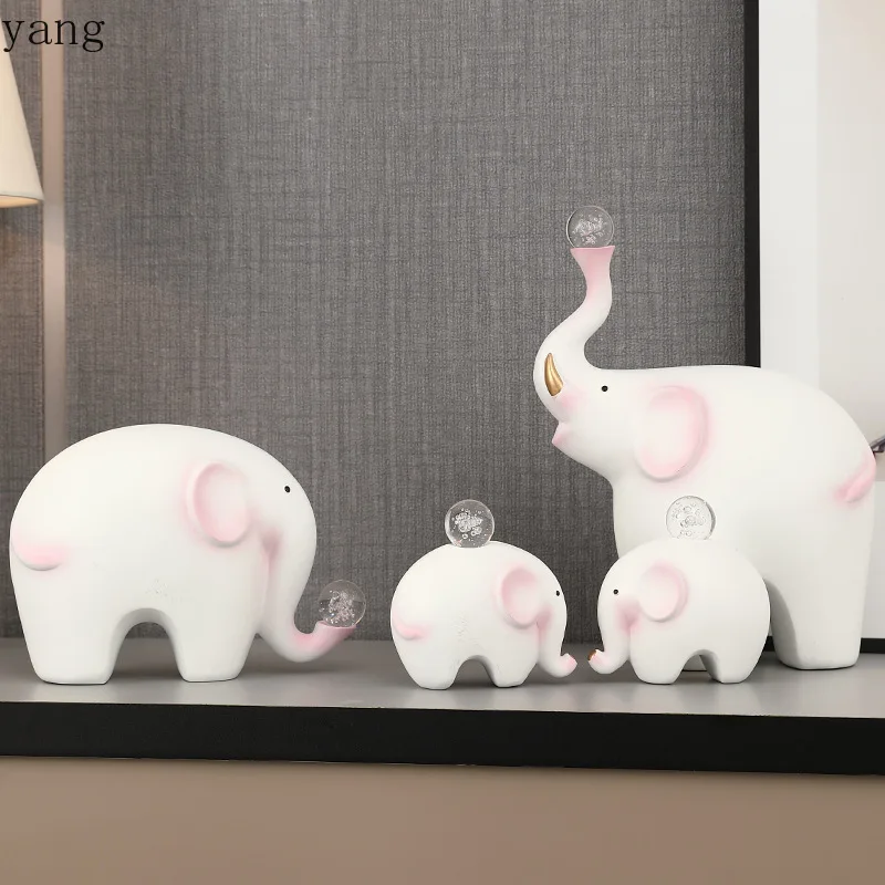 CX persimmon ruyi elephant ornament family of four living room wine cabinet TV cabinet countertop decoration