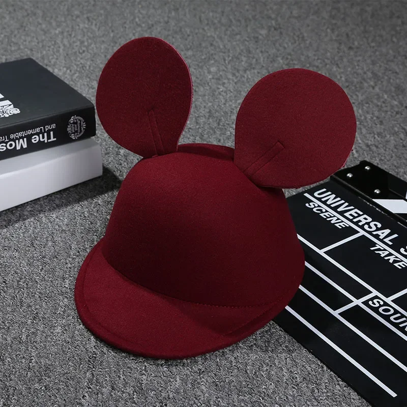 Disney Big Ears Fedoras For Women Fashion Classic Solid Color Cute Mickey Minnie Baseball Cap Girls Cartoon Unisex Headgear Kids