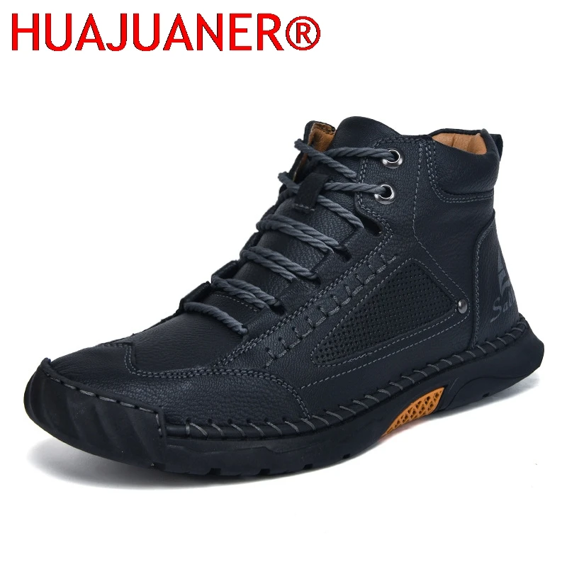

Hot Sale 2026 Handmade Men Boots Design Sneakers Ankle Boots Fall Breathable Man Outdoor Casual Leather Men Plus-size Shoes