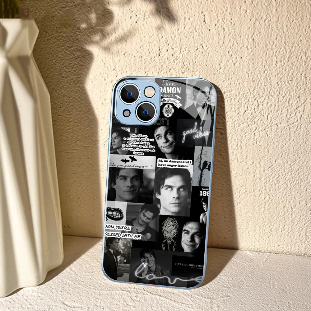 Damon Salvatore The Vampire Diaries Phone Case For IPhone 14 13 12 Mini 11 Pro XS Max X XR 14 Plus Tempered Glass Cover