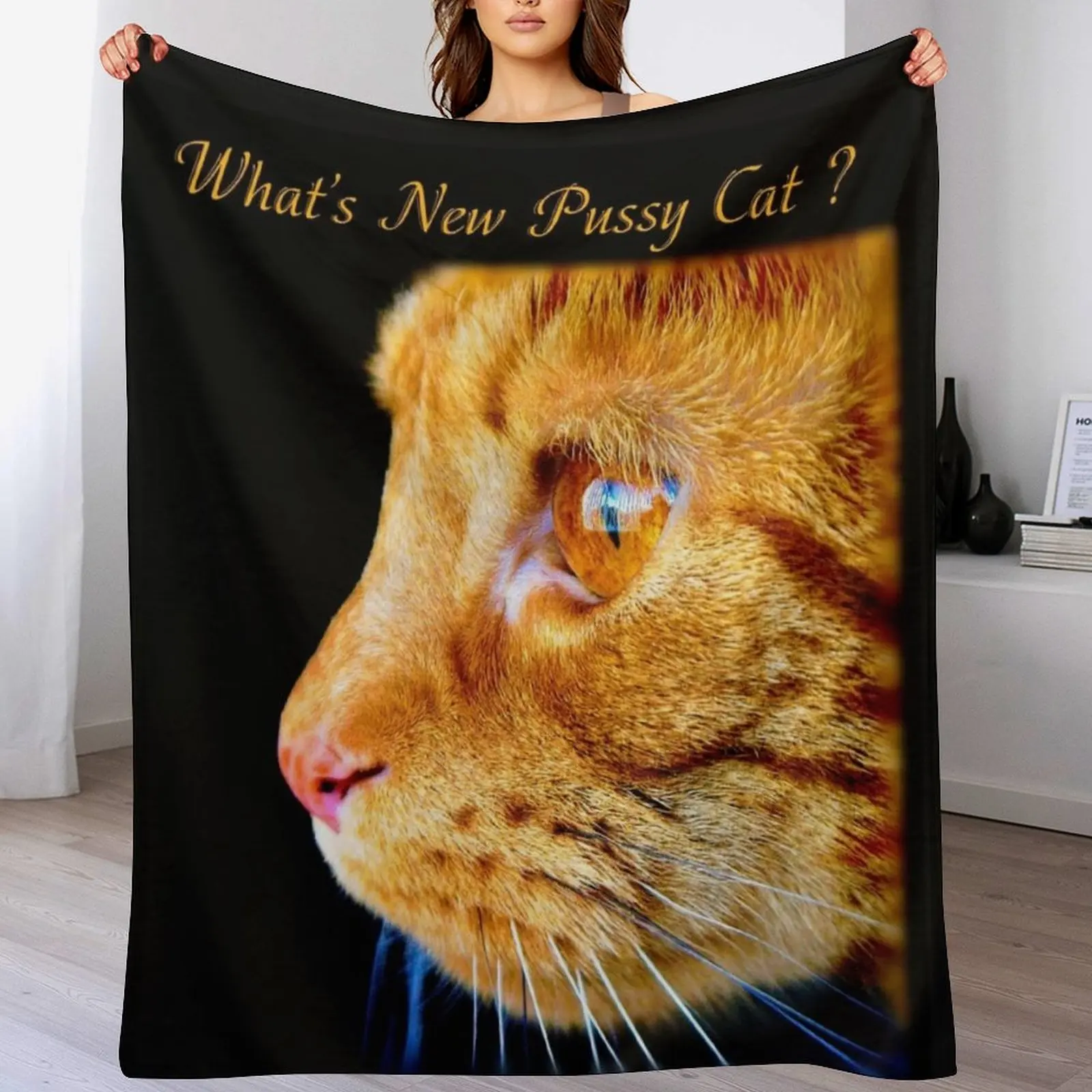 What's New Pussy Cat ? Throw Blanket Hairy Luxury Designer Blankets