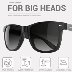 MAXJULI Polarized Sunglasses for Big Heads Men Women UV 400 Sun Glasses 8809pro