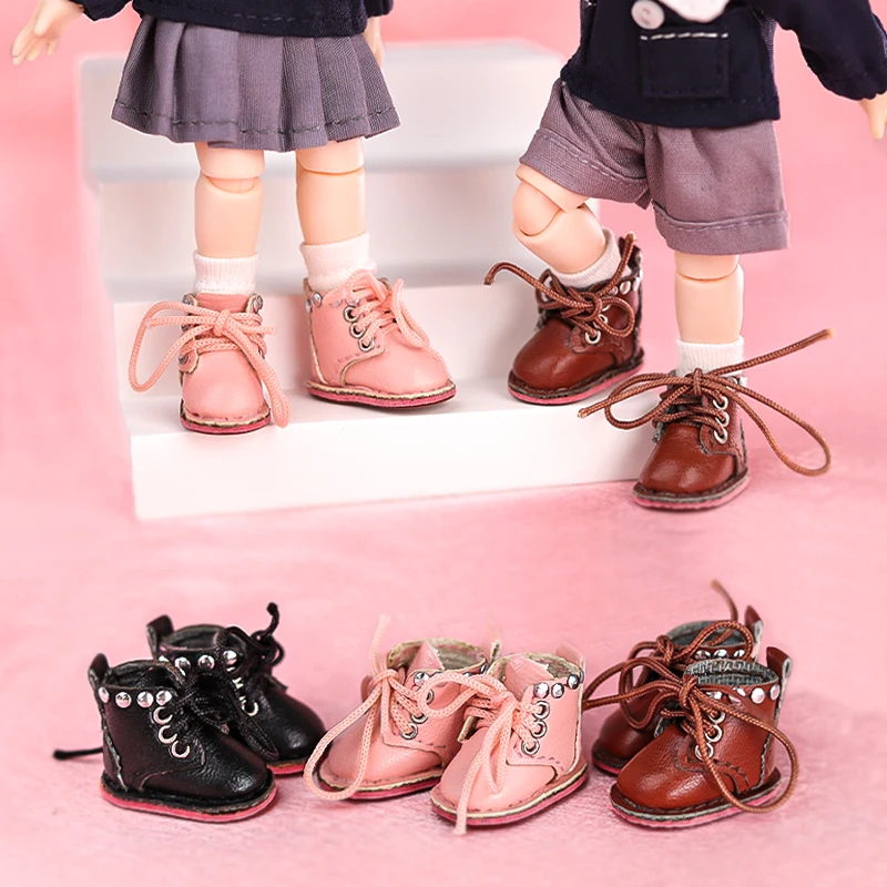 

1 Pair of OB11 Doll Baby Shoes Studded Shoes Punk Outfit 1/12 Bjd Doll Shoes Decoration Detachable Doll PVC Material